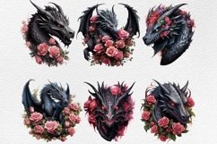 48 Black Dragon Clipart, Fantasy Clipart, Watercolor Dragon Product Image 4