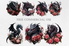 48 Black Dragon Clipart, Fantasy Clipart, Watercolor Dragon Product Image 2