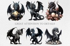 48 Black Dragon Clipart, Fantasy Clipart, Watercolor Dragon Product Image 3