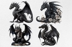 48 Black Dragon Clipart, Fantasy Clipart, Watercolor Dragon Product Image 7
