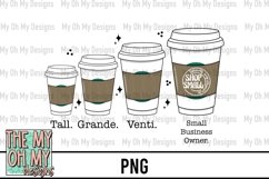 coffee sizes, small business owner- sublimation design - PNG Product Image 1