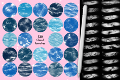 120 Procreate Cloud Sky Textures stamp brushes Product Image 9