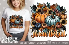 Thankful | Flowers & Pumkins | Fall |Sublimation | Png Product Image 1