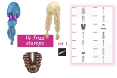 Procreate Hair Stamps &amp; Frizz Brushes set 1 Product Image 1