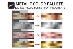 120 Tones, Procreate Palette Metallic Gradients, Gold, Rose, Product Image 1