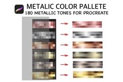 120 Tones, Procreate Palette Metallic Gradients, Gold, Rose, Product Image 1