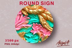 Floral round sublimation sign / 3d engraving sublimation PNG Product Image 1