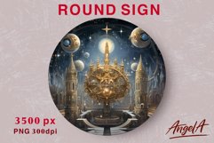 Wall decor print out / round sublimation PNG / fantasy scene Product Image 1