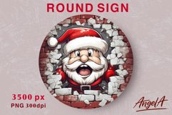 Christmas round sublimation / Santa Claus face cartoon png Product Image 1