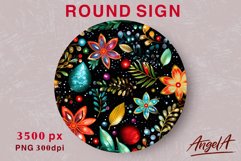 Christmas round sublimation, christmas flowers background Product Image 1