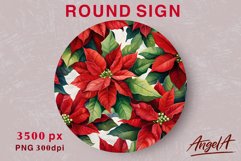 Christmas poinsettia pattern / flower round sublimation Product Image 1