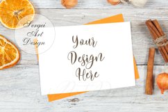 Fall Card Mockup, Autumn Styled Party Invitation Mock-up Product Image 1