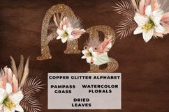 Copper Glitter Boho Floral Alphabet Product Image 1