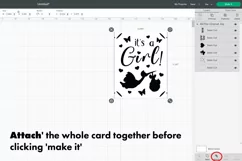 Its a Girl Baby Shower Insert Card, SVG template, Paper cut Product Image 4
