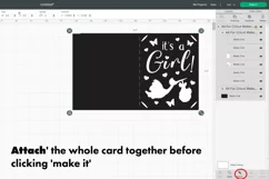 Its a Girl Baby Shower Insert Card, SVG template, Paper cut Product Image 3