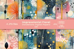 dandelions, dandelions digital papers, dandelions pattern, floral pattern, floral paper, flower,