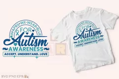 Autism Awareness, in April We Wear Blue SVG T-shirt Design Product Image 2