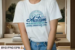 Autism Awareness, in April We Wear Blue SVG T-shirt Design Product Image 3