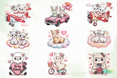 In Love Alpacas Watercolor Clipart Product Image 3