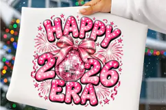 Happy 2026 Era PNG | Pink Disco Ball Coquette New Year PNg Product Image 4