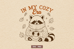 In My Cozy Era SVG PNG, Funny Fall Raccoon Sweater Design Product Image 1