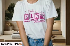 In October We Wear Pink Breast Cancer Awareness PNG T-shirt Product Image 3