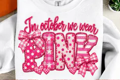 In October We Wear Pink Coquette Pink Bow Breast Cancer Awar Product Image 2