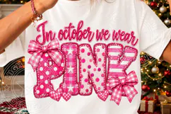 In October We Wear Pink Coquette Pink Bow Breast Cancer Awar Product Image 3