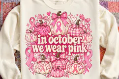 In October We Wear Pink Pink Ribbon Pumpkin Breast Cancer Aw Product Image 4