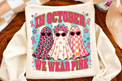 In October We Wear Pink PNG,Breast Cancer Awareness Ghost Product Image 2