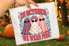 In October We Wear Pink PNG,Breast Cancer Awareness Ghost Product Image 3