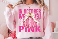 In October We Wear Pink Png,Breast Cancer Pumpkin Product Image 2