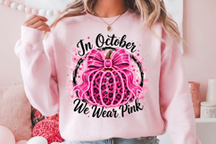 In October We Wear Pink Png,Breast Cancer Pumpkin Png Product Image 2