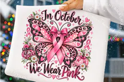 Trending In October We Wear Pink Png, Breast Cancer Pumpkin Product Image 4