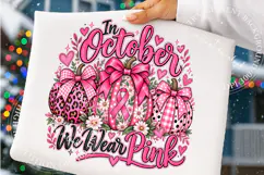 Trending In October We Wear Pink Png, Breast Cancer Pumpkin Product Image 4