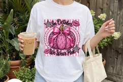 In October We Wear Pink Pumpkin Design PNG Product Image 4
