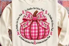 In October We Wear Pink Pumpkin PNG Product Image 4