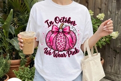 In October We Wear Pink Pumpkin PNG Product Image 4