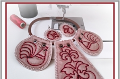 ITH Folk set of necklace earrings with floral quilting FSL Product Image 2