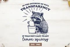 Not Easy Peasy SVG, Funny Raccoon Lemon Quote PNG Design Product Image 1