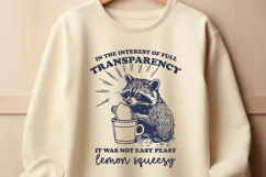 Not Easy Peasy SVG, Funny Raccoon Lemon Quote PNG Design Product Image 2