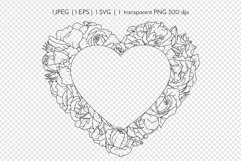 Hand Drawn Rose Flowers Heart Frame Card Template SVG Product Image 3