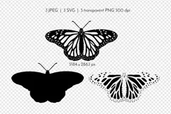Monarch Butterfly Black Silhouette SVG PNG JPG Product Image 2