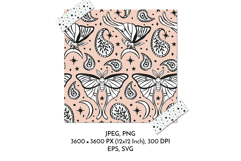 Celestial Luna Moth Paisley Black &amp; White on Pink Pattern Product Image 3