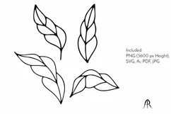 Floral Motif with Bird SVG | Monochrome Line Art Flowers Product Image 4
