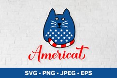 Americat. American cat. 4th of July pun. Patriotic SVG Product Image 1