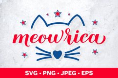 Meowrica. American cat. 4th of July pun. Patriotic SVG Product Image 1