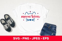 Meowrica. American cat. 4th of July pun. Patriotic SVG Product Image 3