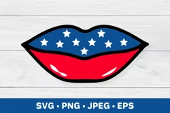 American patriotic lips. 4th of July SVG. Fourth of July Product Image 1