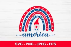 USA patriotic rainbow. 4th of July SVG. American gnome. Product Image 1